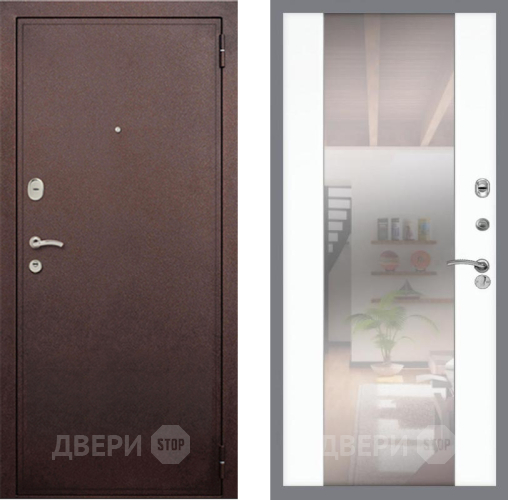 Входная металлическая Дверь Рекс (REX) 2 Медный Антик СБ-16 Зеркало Силк Сноу в Можайске