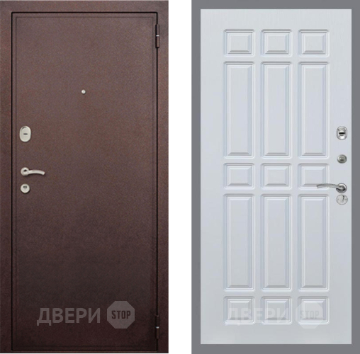 Дверь Рекс (REX) 2 Медный Антик FL-33 Белый ясень в Можайске