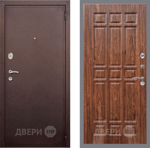 Входная металлическая Дверь Рекс (REX) 2 Медный Антик FL-33 орех тисненый в Можайске