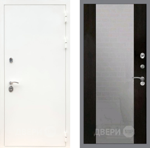 Входная металлическая Дверь Рекс (REX) 5 Белая Шагрень СБ-16 Зеркало Венге в Можайске