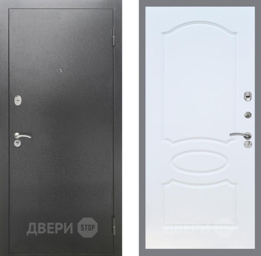 Входная металлическая Дверь Рекс (REX) 2А Серебро Антик FL-128 Белый ясень в Можайске