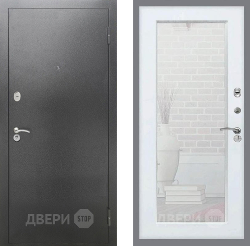 Дверь Рекс (REX) 2А Серебро Антик Зеркало Пастораль Белый ясень в Можайске