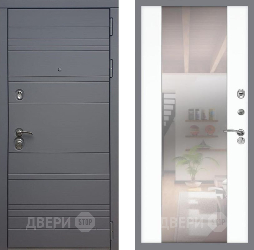Входная металлическая Дверь Рекс (REX) 14 силк титан СБ-16 Зеркало Силк Сноу в Можайске