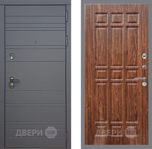 Входная металлическая Дверь Рекс (REX) 14 силк титан FL-33 орех тисненый в Можайске