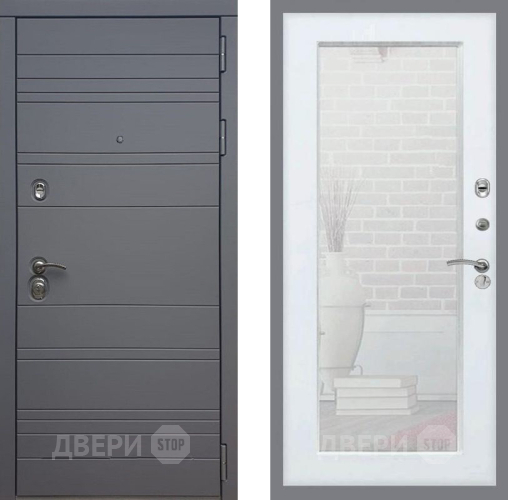 Входная металлическая Дверь Рекс (REX) 14 силк титан Зеркало Пастораль Силк Сноу в Можайске