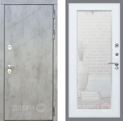 Входная металлическая Дверь Рекс (REX) 22 Зеркало Пастораль Силк Сноу в Можайске