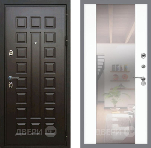 Входная металлическая Дверь Рекс (REX) Премиум 3к СБ-16 Зеркало Силк Сноу в Можайске