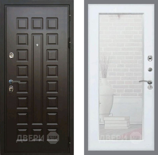 Входная металлическая Дверь Рекс (REX) Премиум 3к Зеркало Пастораль Белый ясень в Можайске