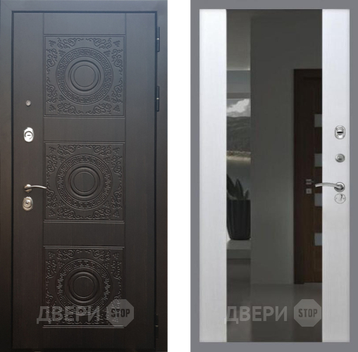 Входная металлическая Дверь Рекс (REX) 10 СБ-16 Зеркало Белый ясень в Можайске