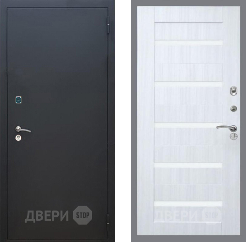 Входная металлическая Дверь Рекс (REX) 1A Черный Муар СБ-14 стекло белое Сандал белый в Можайске