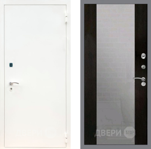 Входная металлическая Дверь Рекс (REX) 1А Белая шагрень СБ-16 Зеркало Венге в Можайске