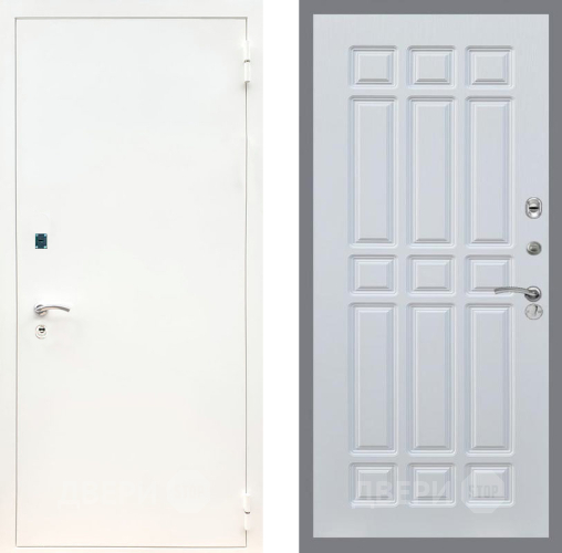 Входная металлическая Дверь Рекс (REX) 1А Белая шагрень FL-33 Белый ясень в Можайске