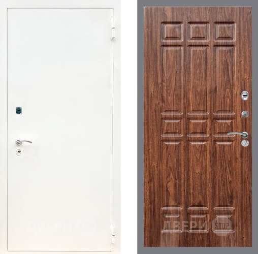 Входная металлическая Дверь Рекс (REX) 1А Белая шагрень FL-33 орех тисненый в Можайске