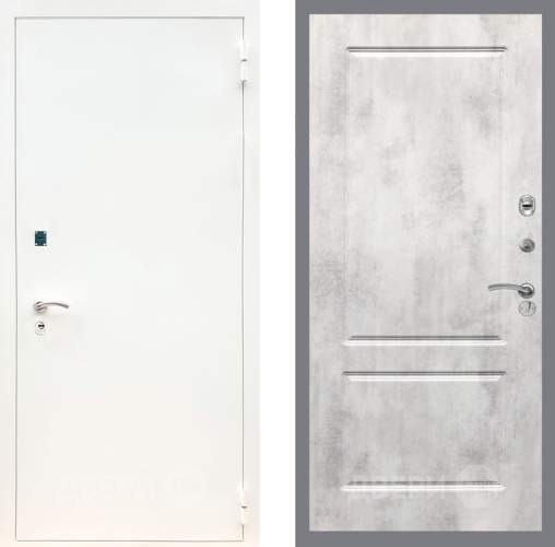 Входная металлическая Дверь Рекс (REX) 1А Белая шагрень FL-117 Бетон светлый в Можайске