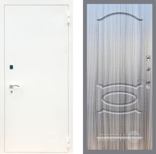 Входная металлическая Дверь Рекс (REX) 1А Белая шагрень FL-128 Сандал грей в Можайске