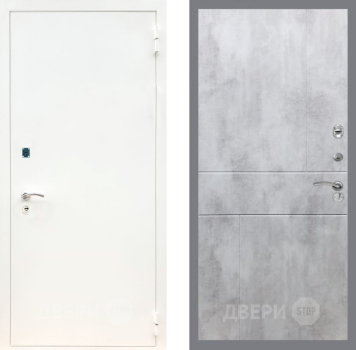 Входная металлическая Дверь Рекс (REX) 1А Белая шагрень FL-290 Бетон светлый в Можайске