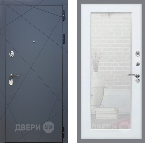 Входная металлическая Дверь Рекс (REX) 13 Силк Титан Зеркало Пастораль Силк Сноу в Можайске