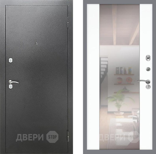 Входная металлическая Дверь Рекс (REX) Сити СБ-16 Зеркало Силк Сноу в Можайске