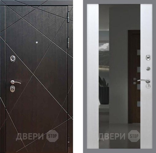 Входная металлическая Дверь Рекс (REX) 13 Венге СБ-16 Зеркало Белый ясень в Можайске