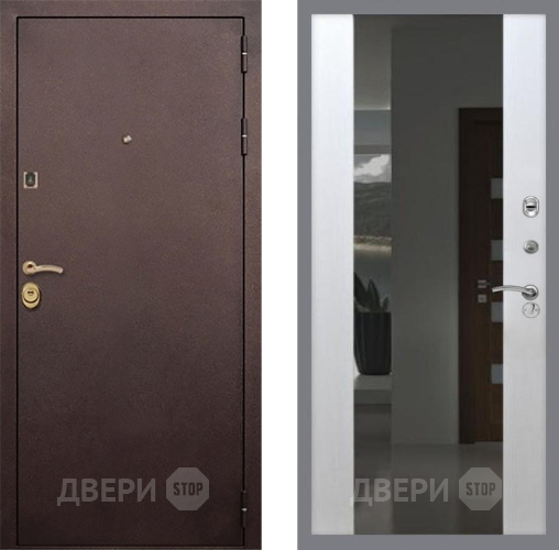 Входная металлическая Дверь Рекс (REX) Лайт 3К СБ-16 Зеркало Белый ясень в Можайске