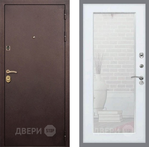 Входная металлическая Дверь Рекс (REX) Лайт 3К Зеркало Пастораль Белый ясень в Можайске