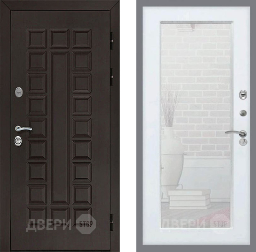 Входная металлическая Дверь Рекс (REX) Сенатор 3К Зеркало Пастораль Белый ясень в Можайске