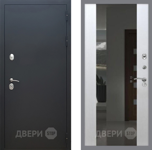 Входная металлическая Дверь Рекс (REX) 5 Черный Муар СБ-16 с Зеркалом Лиственница беж в Можайске