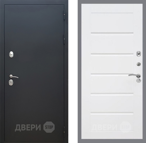 Входная металлическая Дверь Рекс (REX) 5 Черный Муар Сити Белый ясень в Можайске