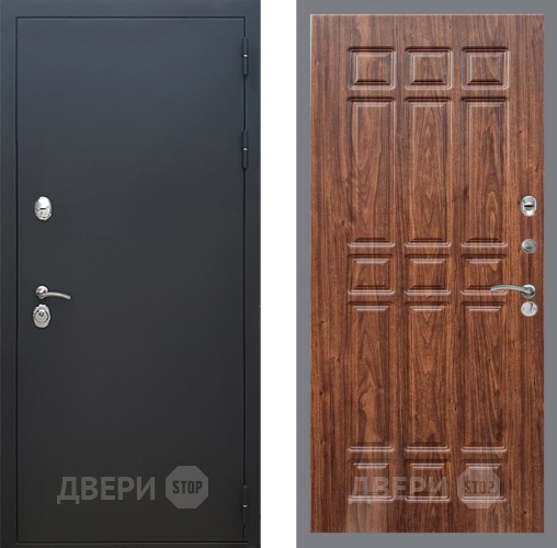 Входная металлическая Дверь Рекс (REX) 5 Черный Муар FL-33 орех тисненый в Можайске
