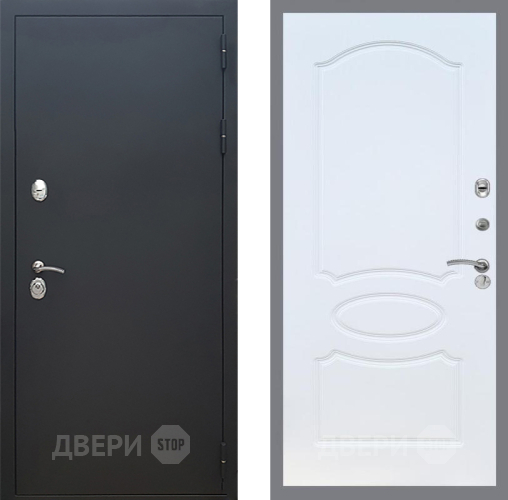 Входная металлическая Дверь Рекс (REX) 5 Черный Муар FL-128 Белый ясень в Можайске