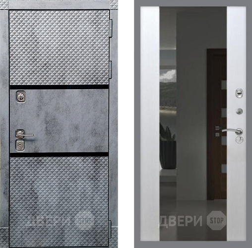 Входная металлическая Дверь Рекс (REX) 15 Бетон Темный СБ-16 Зеркало Белый ясень в Можайске