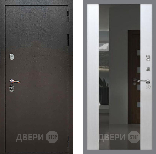 Входная металлическая Дверь Рекс (REX) 5 Серебро Антик СБ-16 Зеркало Белый ясень в Можайске