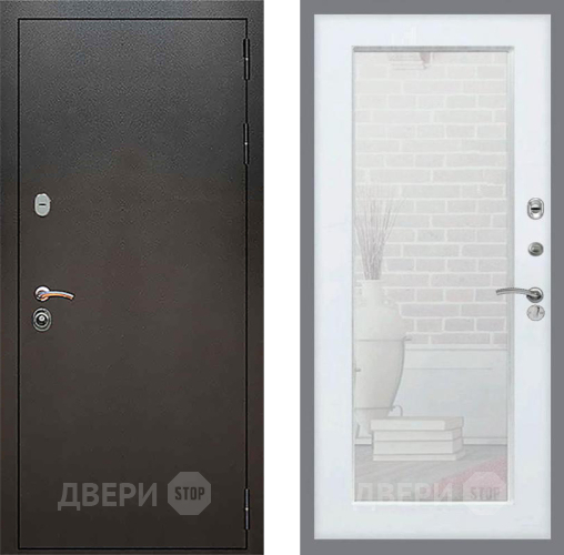 Входная металлическая Дверь Рекс (REX) 5 Серебро Антик Зеркало Пастораль Белый ясень в Можайске