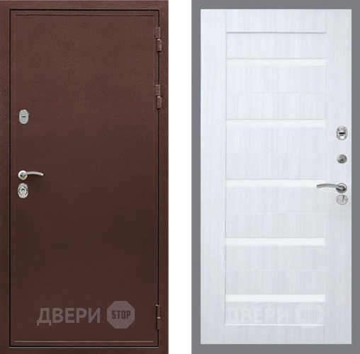 Входная металлическая Дверь Рекс (REX) 5А СБ-14 стекло белое Сандал белый в Можайске