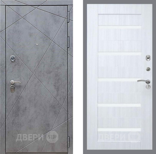 Входная металлическая Дверь Рекс (REX) 13 Бетон Темный СБ-14 стекло белое Сандал белый в Можайске
