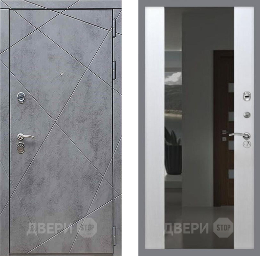 Входная металлическая Дверь Рекс (REX) 13 Бетон Темный СБ-16 Зеркало Белый ясень в Можайске