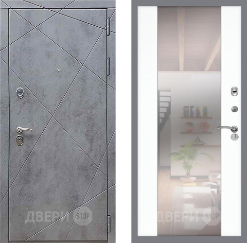 Входная металлическая Дверь Рекс (REX) 13 Бетон Темный СБ-16 Зеркало Силк Сноу в Можайске
