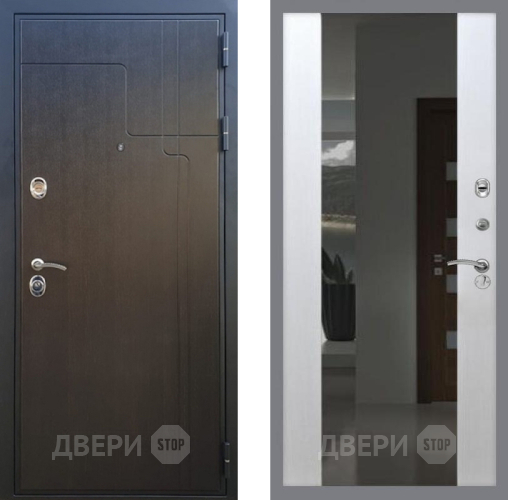Входная металлическая Дверь Рекс (REX) Премиум-246 СБ-16 Зеркало Белый ясень в Можайске