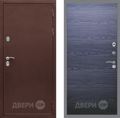 Входная металлическая Дверь Рекс (REX) 5 металл 3 мм GL Дуб тангенальный черный в Можайске