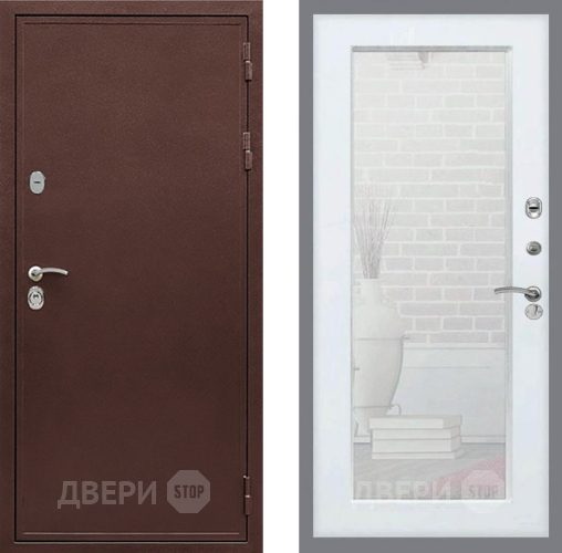 Дверь Рекс (REX) 5 металл 3 мм Зеркало Пастораль Белый ясень в Можайске