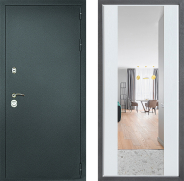Дверь Дверной континент Рубикон Серебро Дизайн ФЛЗ-1 Зеркало Белое дерево 860х2050 мм