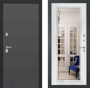 Дверь Лабиринт (LABIRINT) Art Зеркало Фацет с багетом Белый софт 860х2050 мм