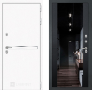 Дверь Лабиринт (LABIRINT) Лайн White Зеркало Максимум с тонировкой Черный кварц 960х2050 мм