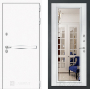 Дверь Лабиринт (LABIRINT) Лайн White Зеркало Фацет с багетом Белый софт 960х2050 мм