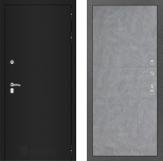 Дверь Лабиринт (LABIRINT) Classic шагрень черная 21 Бетон светлый 860х2050 мм