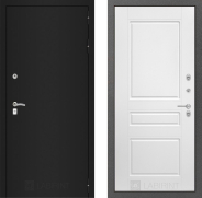Дверь Лабиринт (LABIRINT) Classic шагрень черная 03 Белый софт 860х2050 мм