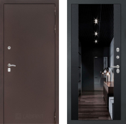 Дверь Лабиринт (LABIRINT) Classic антик медь Зеркало Максимум с тонировкой Черный кварц 960х2050 мм