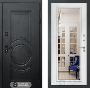 Дверь Лабиринт (LABIRINT) Гранд Зеркало Фацет с багетом Белый софт 860х2050 мм