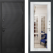 Дверь Лабиринт (LABIRINT) Вулкано Зеркало Фацет с багетом Белый софт 860х2050 мм