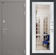Дверь Лабиринт (LABIRINT) Формо Зеркало Фацет с багетом Белый софт 860х2050 мм